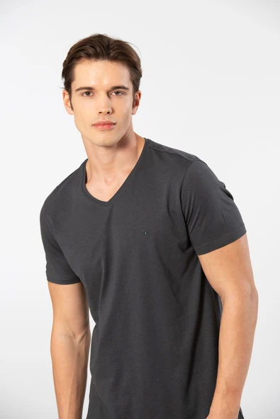 Cacharel Erkek V Yaka T-shirt 2170/Antrasit ürün görseli 1