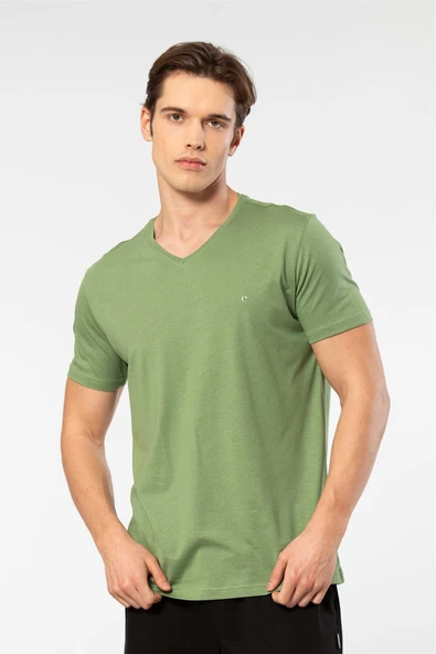 Cacharel Erkek V Yaka T-shirt 2170/Yeşil ürün görseli 1