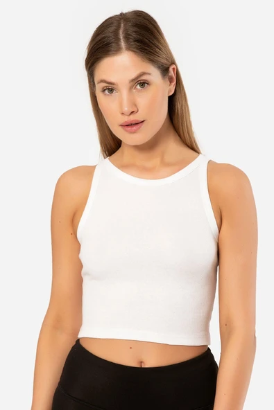 Türen Kadin Fitilli Crop T-shirt 3404/Beyaz ürün görseli 1