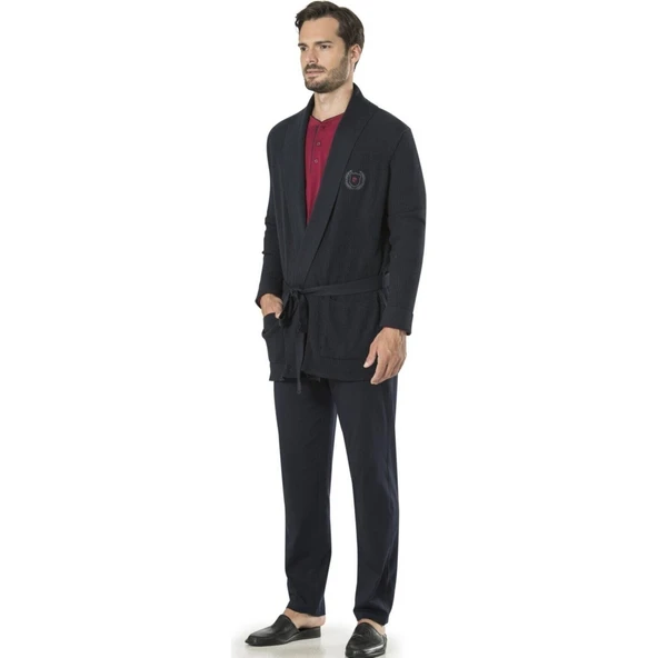 Pierre Cardin 5595 5'li Röpteşambır Pijama Seti Lacivert ürün görseli 1
