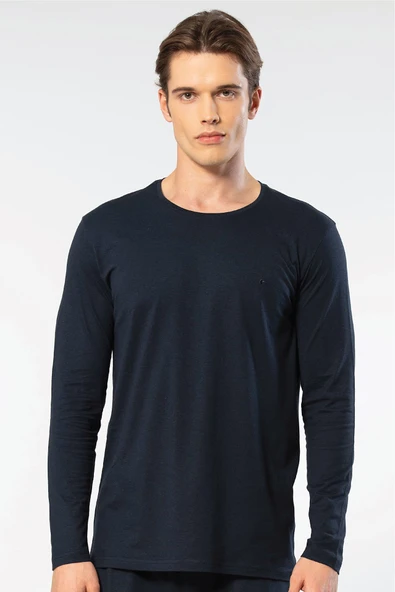 Cacharel Erkek Modal Pamuk Bisiklet Yaka T-shirt 2242/Lacivert ürün görseli 1