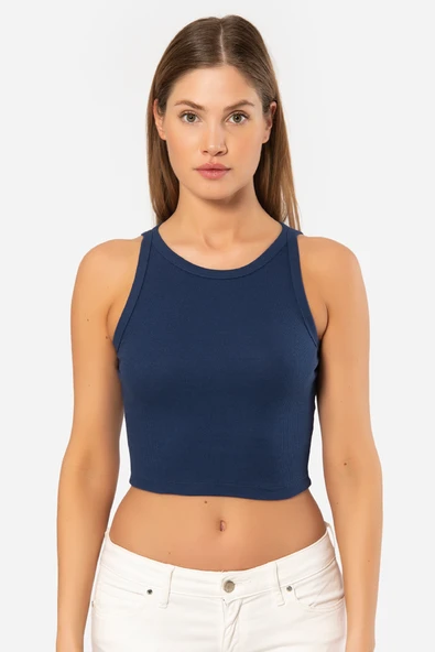 Türen Kadin Fitilli Crop T-shirt 3404/Lacivert ürün görseli 1