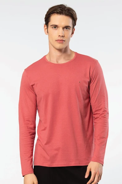Cacharel Erkek Modal Pamuk Bisiklet Yaka T-shirt 2242/Mercan ürün görseli 1