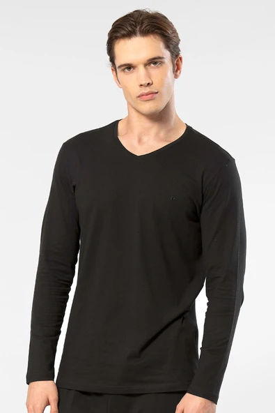 Cacharel Erkek Modal Pamuk V Yaka T-shirt 2243/Siyah ürün görseli 1