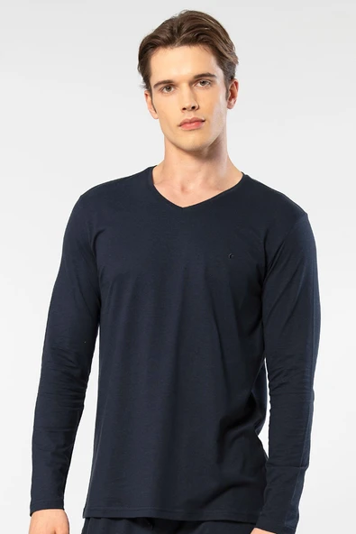 Cacharel Erkek Modal Pamuk V Yaka T-shirt 2243/Lacivert ürün görseli 1
