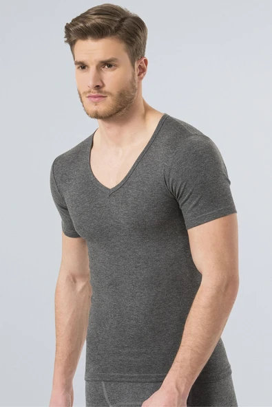 Türen Termal V Yaka Kisa Kol (Unisex) 191/Gri ürün görseli 1