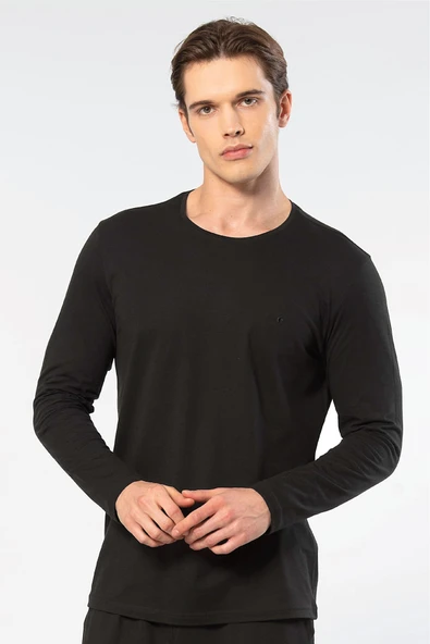 Cacharel Erkek Modal Pamuk Bisiklet Yaka T-shirt 2242/Siyah ürün görseli 1