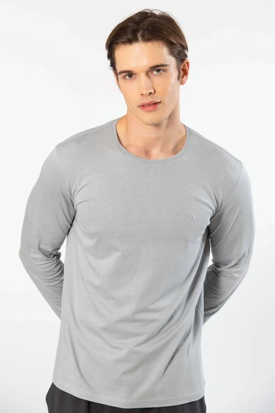 Cacharel Erkek Modal Pamuk Bisiklet Yaka T-shirt 2242/Gri ürün görseli 1