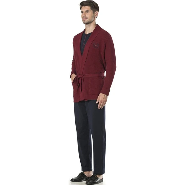 Pierre Cardin 5595 5'li Triko Röpteşambır Pijama Seti Bordo ürün görseli 1