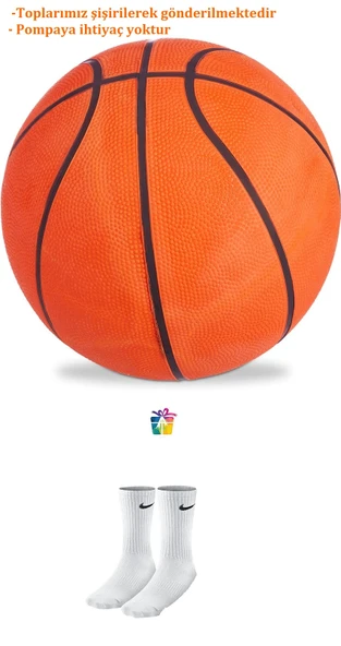 Basketbol Topu 7 Numara İç Dış Mekan Turuncu Basketbol Topu ( Hediyeli ) ürün görseli 1