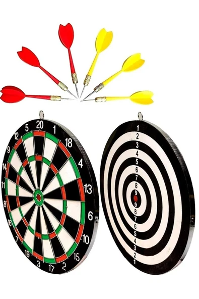 Dart Tahtası Seti 15 İnç Büyük Orta Boy Çift Taraflı Dart Tahtası Oyun Seti ürün görseli 1