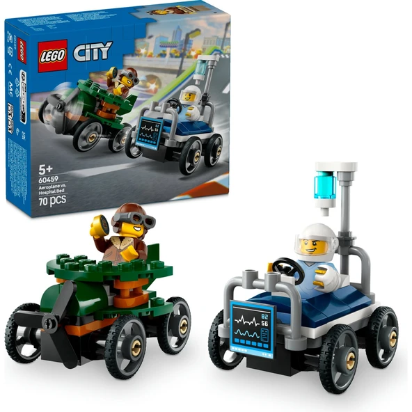 Lego City Uçak, Hastane Yatağına Karşı Yarış Arabası Paketi 60459 - 5 Yaş Üzeri Çocuklar için Yaratıcı Oyuncak Yapım Seti ürün görseli 1
