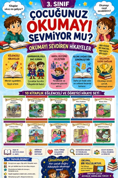 3.Sınıf Okumayı Sevdiren 10 lu Hikaye Seti 2 (64 sayfa) ürün görseli 1
