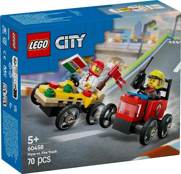 LEGO City 60458 Pizza vs. Fire Truck Race Car Pack ürün görseli 1