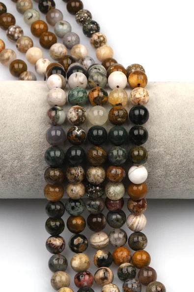 Ocean Jasper (A Kalite) Doğaltaş Dizi 8 mm Küre Kesim ürün görseli 1