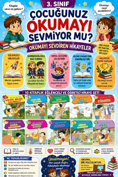 3.Sınıf Okumayı Sevdiren 10 lu Hikaye Seti 5 (64 sayfa) ürün görseli 1