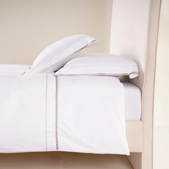 %100 Pamuk Saten Nevresim Seti 240x220 cm Taş - Piyano Serisi ürün görseli 1