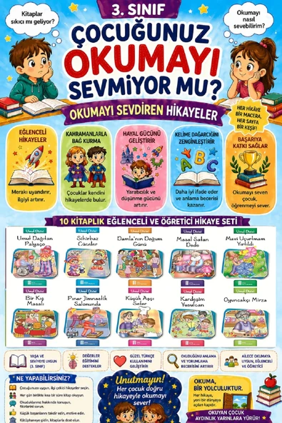 3.Sınıf Okumayı Sevdiren 10 lu Hikaye Seti 6 (64 sayfa) ürün görseli 1