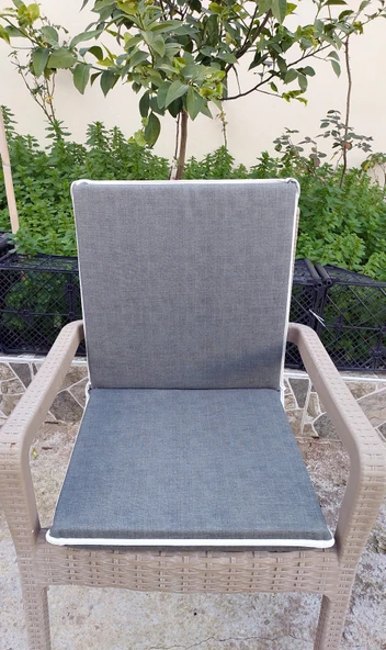 1 Adet Komutan Arkalıklı Sandalye Minderi, Extra Kalın (Kalınlık 5cm)-Haki ürün görseli 1