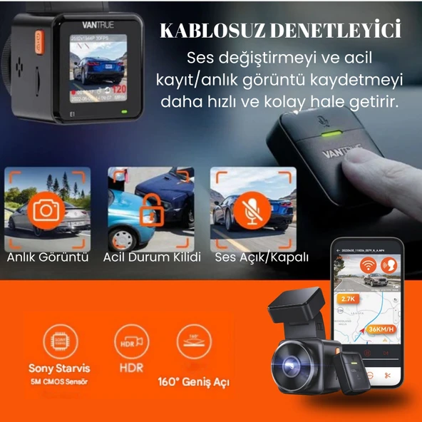 Vantrue Element 1 Araç içi Kamera - Resim 5
