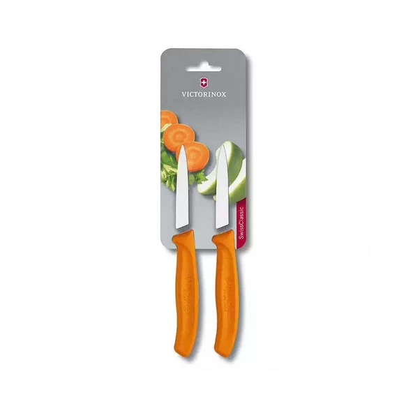 Victorinox  VT 6.7606.L119B Soyma Bıçağı,8Cm,Düz,Sc,Turuncu,2 Li Blister ürün görseli 1