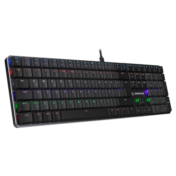 Rampage GRANITE PRO Siyah/Gri Low Profile RED SWITCH Q Rainbow Mekanik Gaming Oyuncu Klavye ürün görseli 1