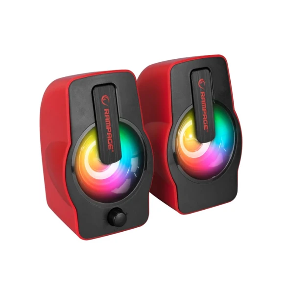 Rampage RMS-G7 FALSETTO 2.0 6 Watt RGB Ledli Kırmızı Multimedia Gaming USB Speaker ürün görseli 1