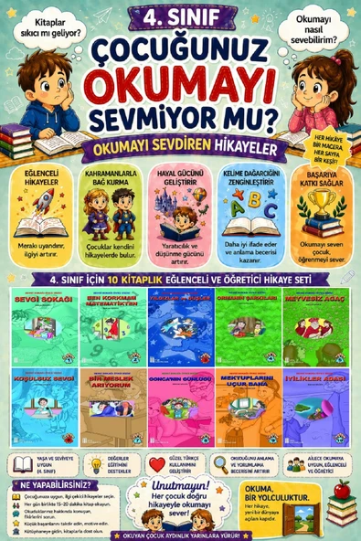 4.Sınıf Okumayı Sevdiren 10 lu Hikaye Seti (80 Sayfa) ürün görseli 1