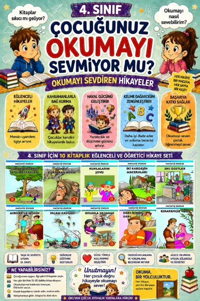 4.Sınıf Okumayı Sevdiren 10 lu Hikaye Seti 2 (64 Sayfa) ürün görseli 1