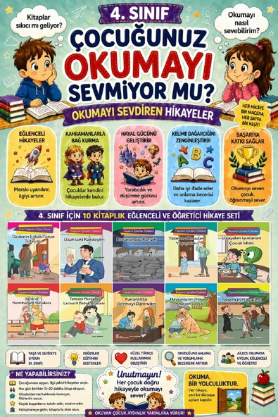4.Sınıf Okumayı Sevdiren 10 lu Hikaye Seti 3 (64 Sayfa) ürün görseli 1