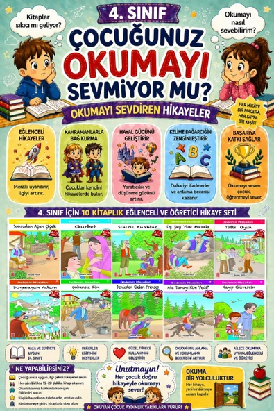 4.Sınıf Okumayı Sevdiren 10 lu Hikaye Seti 7 (80 Sayfa) ürün görseli 1