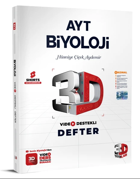 3D Yayınları 2024 Ayt Biyoloji Video Destekli Defter 2024 ürün görseli 1