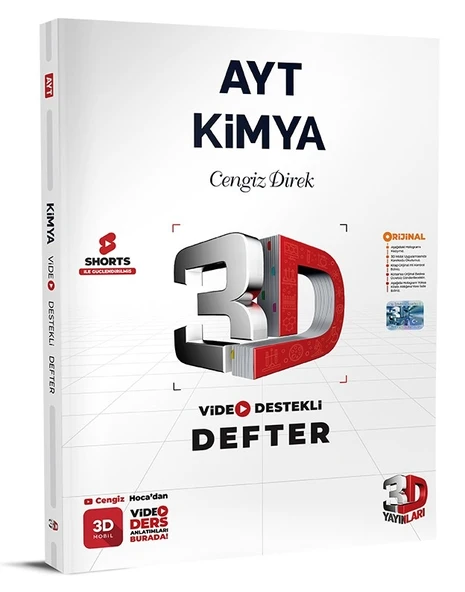 3D Yayınları 2024 Ayt Kimya Video Destekli Defter 2024 ürün görseli 1
