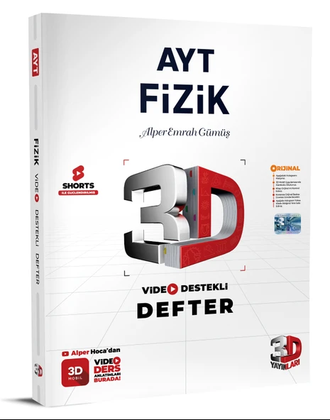 3D Yayınları 2024 Ayt Fizik Video Destekli Defter 2024 ürün görseli 1