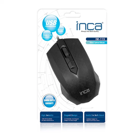 Inca IM-119 Kablolu USB Mouse Siyah - Resim 3