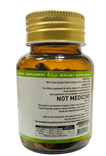 Afye Milk Thistle with Fumitory  (60 kapsül) - Resim 2