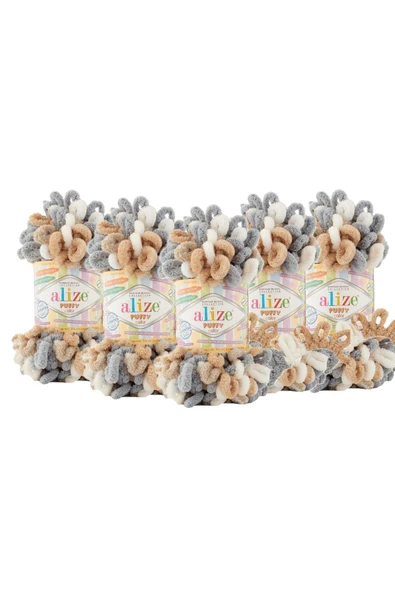 Alize ALİZE Puffy El Örgü Ipliği 5'li Paket - COLOR 6395 - 100 Gr. 9 Mt. Parmak Örgü Ipi ürün görseli 1