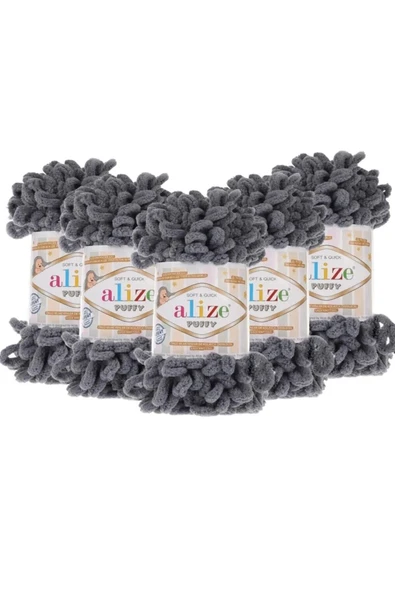 Alize ALİZE PUFFY RENK KODU:87 KOYU GRİ ( 5 ADET ) ürün görseli 1