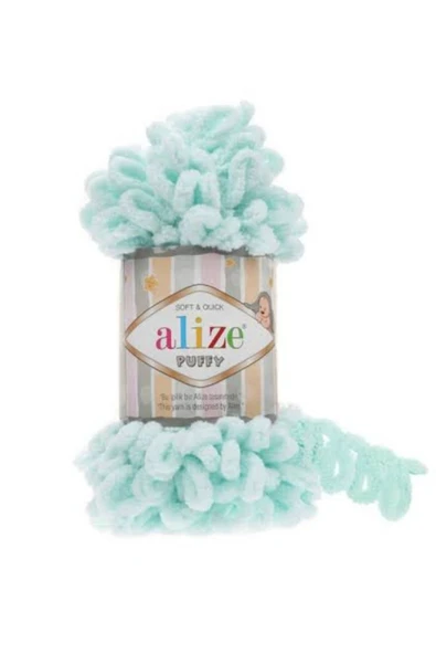 Berceminpuffyleri Alize Puffy El Örgü İpliği 5 li paket - 15 mint yeşili - 100 gram 9 metre parmak örgü ipi ürün görseli 1