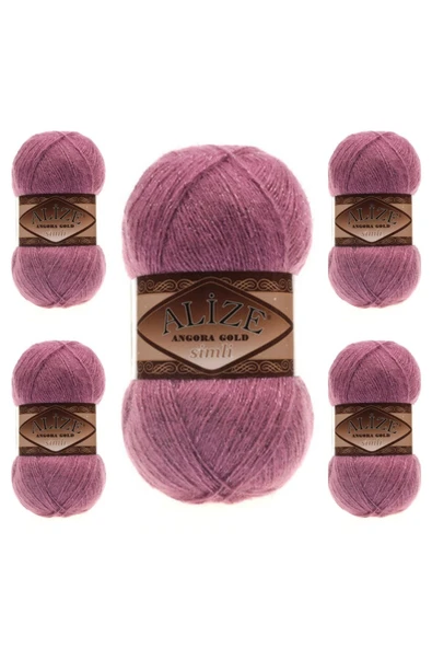 Alize Angora Gold Simli 28 Gül Renk El Örgü Ipi - 5 Adet ürün görseli 1