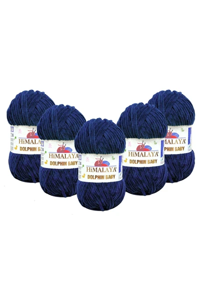 Himalaya Dolphin Baby Kadife Ip 5'li Paket - 80321 Lacivert - 100 Gr. 120 Mt. ürün görseli 1