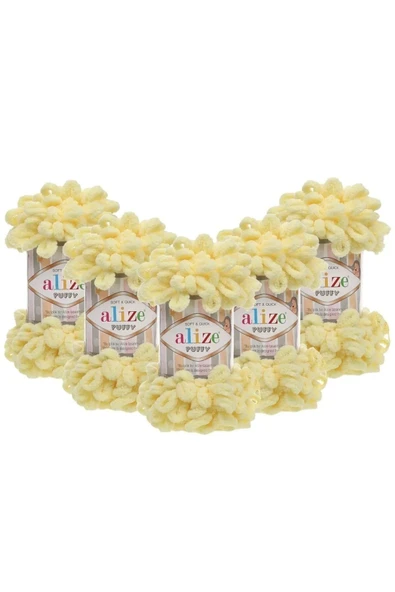 Alize 5 Adet Puffy Color 13 Renk Açık Sarı ürün görseli 1
