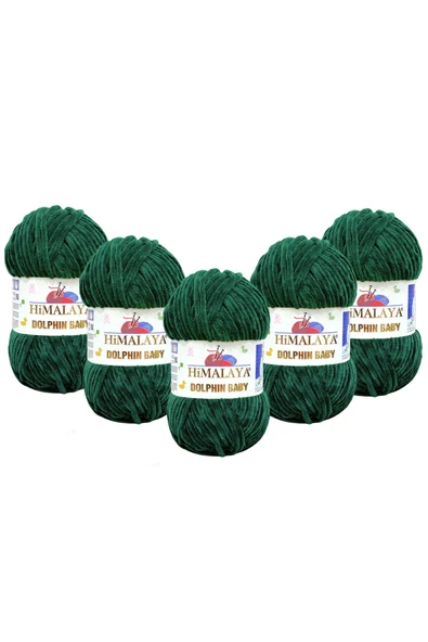 Himalaya Dolphin Baby Kadife Ip 5'li Paket - 80362 Zümrüt - 100 Gr. 120 Mt. ürün görseli 1