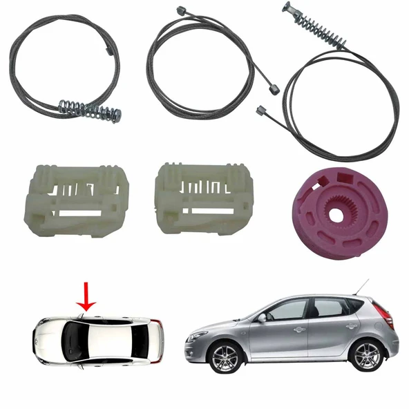 Hyundai i30 MK1 2007-2011 İle Uyumlu Ön Sağ Cam Krikosu Tamir Seti ürün görseli 1