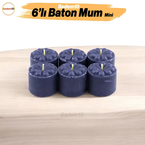 Baton Mum Mini 6'lı Siyah Silindir Dekoratif Mumu Kandil Hediyelik Fitilli Mumlar Şamdan Kokusuz ürün görseli 1