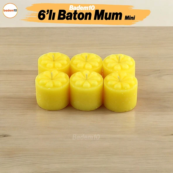 Baton Mum Mini 6'lı Sarı Renk Silindir Dekoratif Mumu Kandil Hediyelik Fitilli Mumlar Şamdan Kokusuz ürün görseli 1