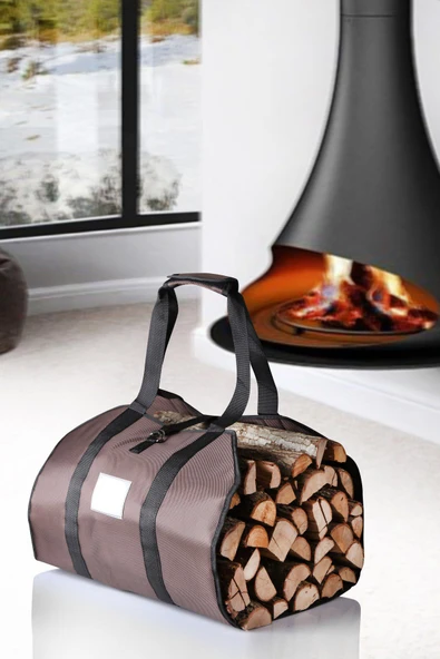 WOODSHUT Şömine Odun Taşıma Çantası Suya Dayanıklı Büyük Hacimli - BORDO ürün görseli 1