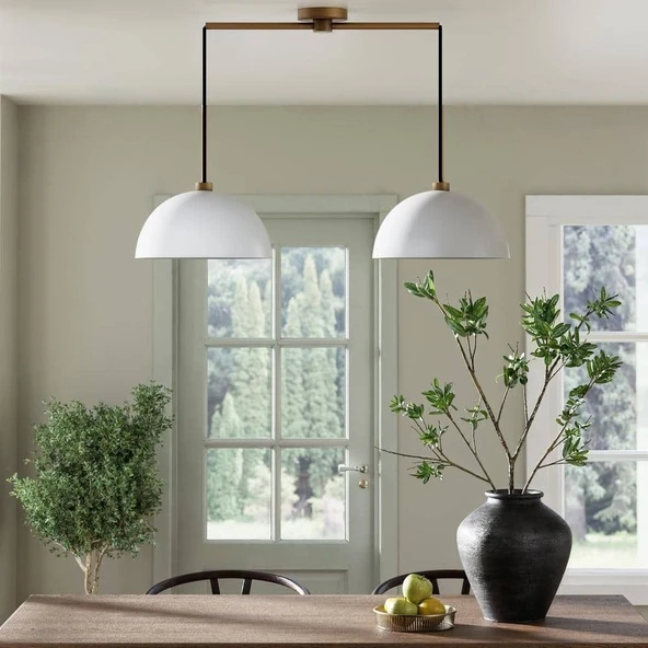 Rsylight Retro Vintage Beyaz Eskitme Kaplama Masa Üstü Moden 2 Li Dekoratif Avize ürün görseli 1