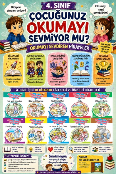 4.Sınıf Okumayı Sevdiren 10 lu Hikaye Seti 9 (94 Sayfa) ürün görseli 1