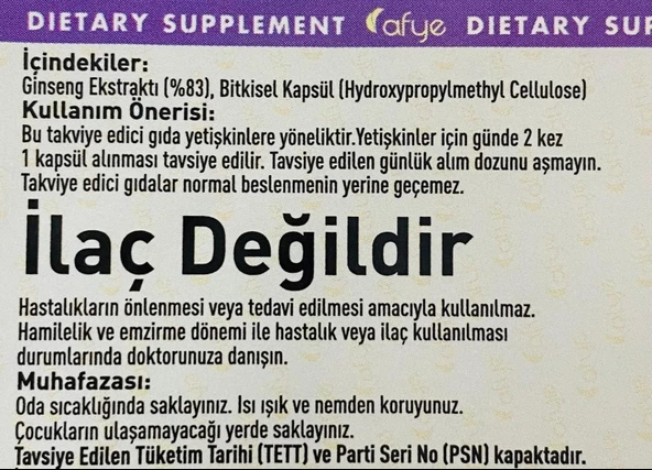 Afye Ginseng (60 kapsül) - Resim 3